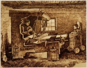 Weaver with a Toddler in a High Chair by Vincent van Gogh